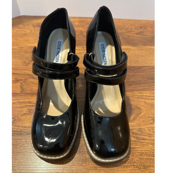 Steve Madden Women's Twice Platform Mary Jane – Faux Patent Black – Size 9 - Picture 3 of 13